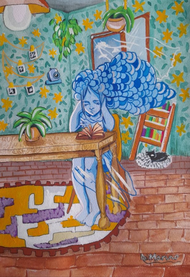 Daphnée en lectrice – Marino Blue