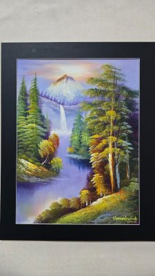 landscape painting featuring a serene natural scene by Chaman prakash