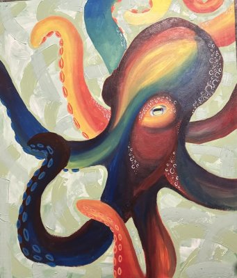 Rainbow octopus by Rebecca
