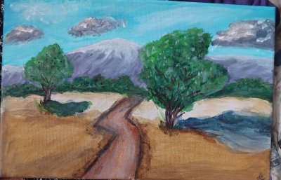 Trees and mountains by Beginner Artist