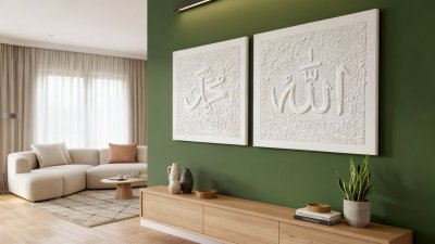 From a drop of Mercy to the Pond - Textured Arabic calligraphy set (2x 50x50 cm) by Studio 63