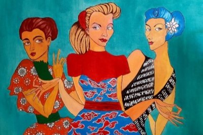 Three women and their Batik by Pini fe
