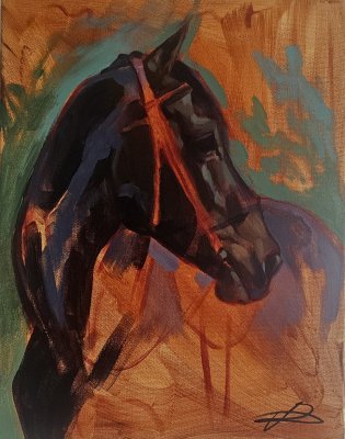 "Orange" thoroughbred mare potrait. by Rita Medvešek