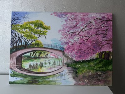 Hand-painted decorative landscape in spring impressionism style by Mariia