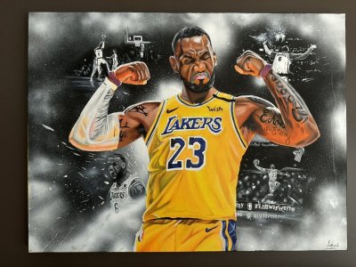 Lebron James Textured Painting by Harkirt